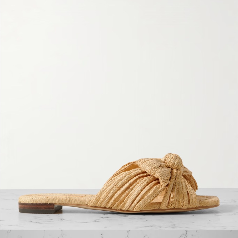 Loeffler Randall Gold Bow Slide Sandals